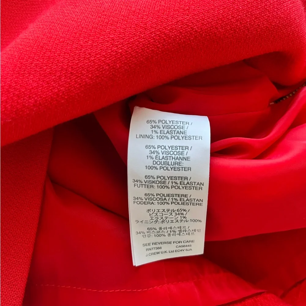 J. CREW Double Zip Shift Dress Red Gold Zipper 3/4 Sleeve Sheath Size 2P Chic